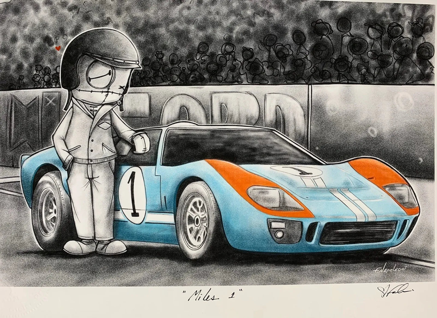 “Miles 1” The fourth edition from artist Fabio Napoleoni, “Miles 1″ was exclusively created for Operation Motorsport. This 9.5″ x 13” print image pays homage to both Ken Miles and the fabulous Ford GT40 and directly benefits Operation Motorsport beneficiaries. Operation Motorsport helps veterans find a transition from military life to a new venture and possible career in motorsport racing.